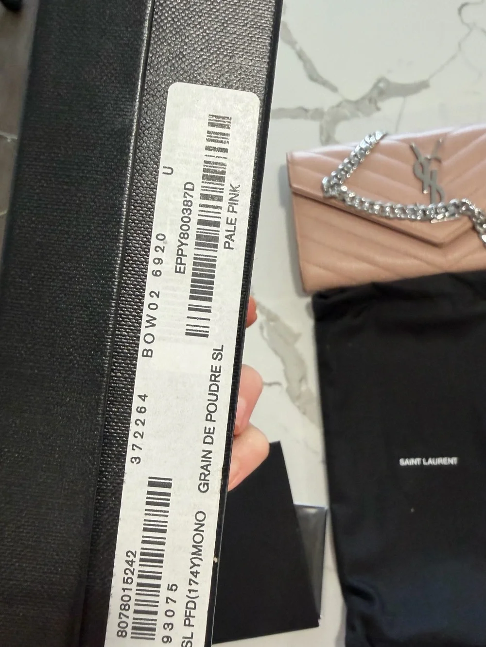 YSL Saint Laurent bag WOC pink Silver purse handbag authentic box and dust bag